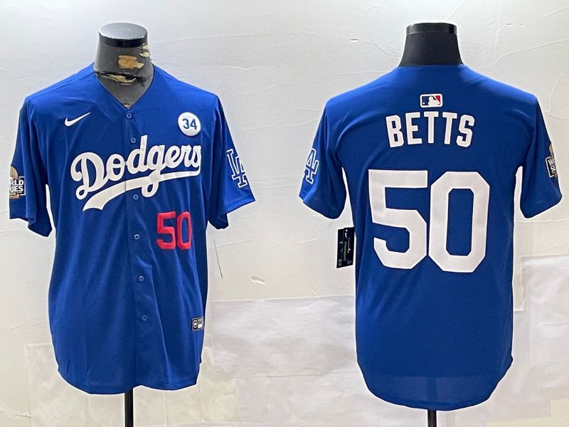 Men Los Angeles Dodgers #50 Betts Blue Game 2024 Nike MLB Jersey style 11202->los angeles dodgers->MLB Jersey